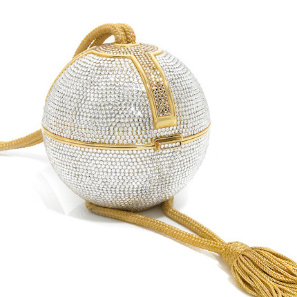 Bonhams : A silver and gold crystal disco ball purse,