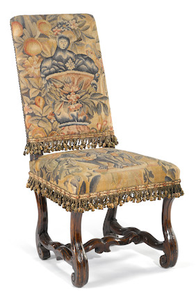 Bonhams : A Louis XIV walnut and tapestry upholstered chaise late 17th ...