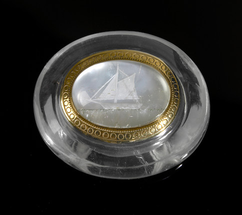 Bonhams : A Rock Crystal And 18k Gold Box With Reverse Intaglio Carving