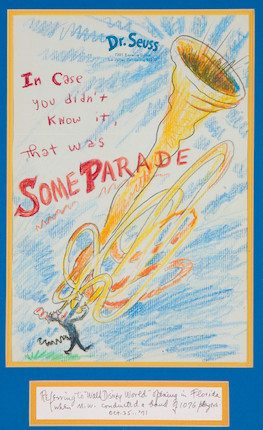 Bonhams : A Dr. Seuss (Theodor Geisel) drawing of Cat in the Hat ...