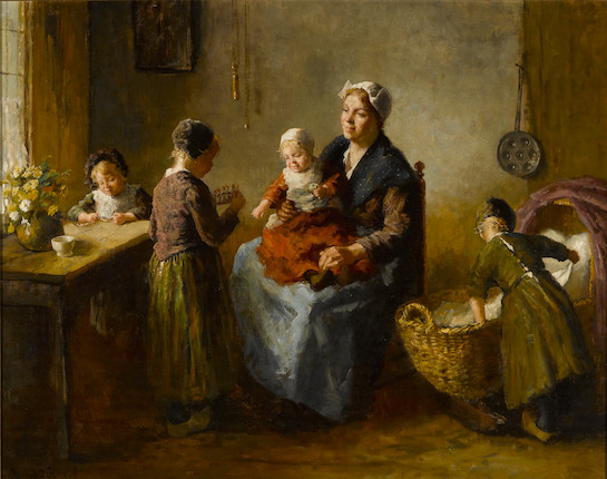 Bonhams : Bernard de Hoog (Dutch, 1867-1943) Mother's little women 31 3 ...