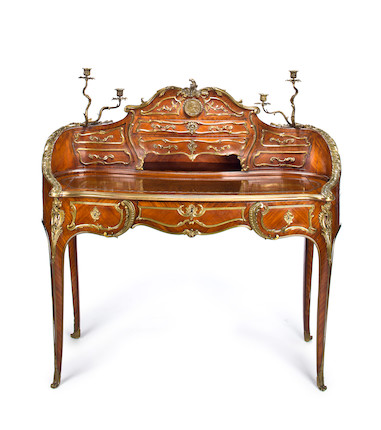 A Louis XV style gilt bronze mounted kingwood bureau à rognon fourth quarter 19th century image 1