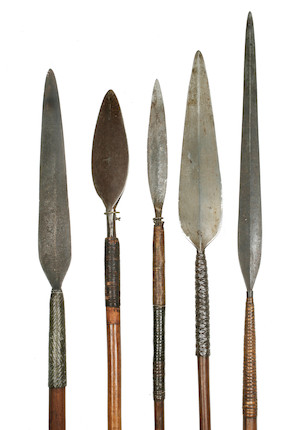 Bonhams : Five Assegai, Zulu, Spears, South Africa