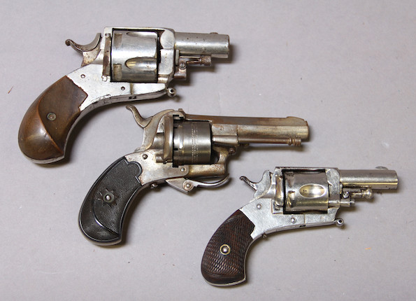 Bonhams : A lot of three 19th century continental pocket revolvers