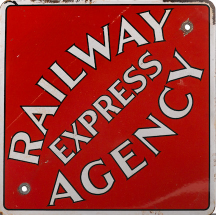 Bonhams : A rare 'Railway Express Agency Station' sign,