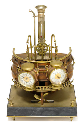 Bonhams : A French novelty brass and mahogany weather station late 19th ...