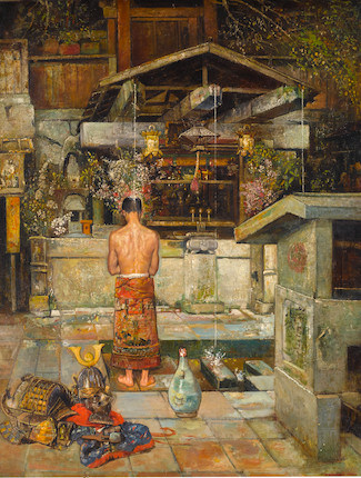 Gyula Tornai (Hungarian, 1861-1928) The holy cleansing of the Samurai 45 1/4 x 35in (115 x 84cm) image 2