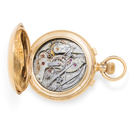 Bonhams : Waltham. A rare 14K gold hunter cased split second ...