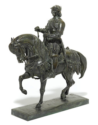 Bonhams : A French patinated bronze equestrian group Charles VII le ...