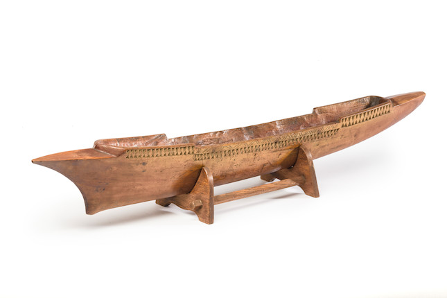 Bonhams : A Samoan carved wood model of a Canoe