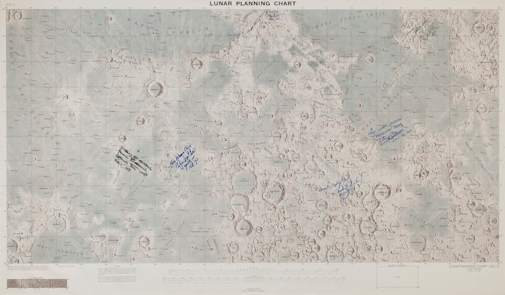 Bonhams Large Lunar Chartinscribed By Surface Explorers Signed By A