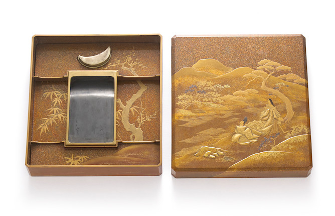 Bonhams : A matching suzuribako (writing box) and bundai (writing table ...