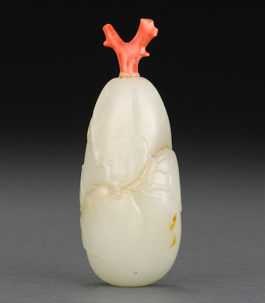 Bonhams : A nephrite fruit form snuff bottle 1780-1850