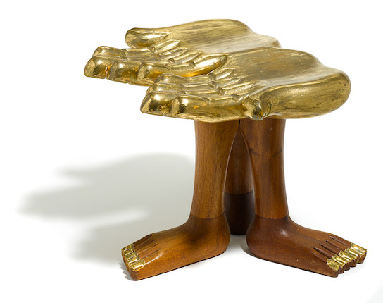 Bonhams : A Pedro Friedeberg parcel-gilt carved wood double hand/foot ...