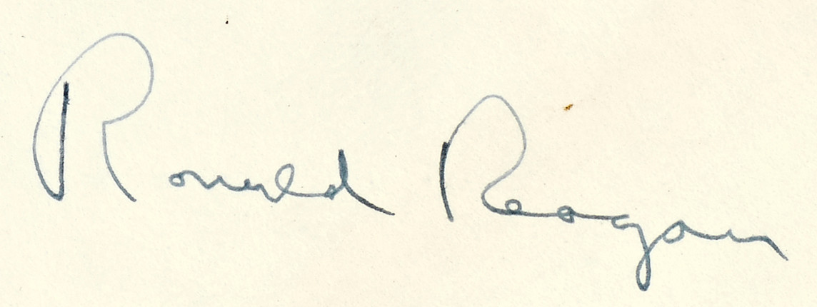 Bonhams : REAGAN, RONALD. 1911-2004. Signature (Ronald Reagan) on the ...