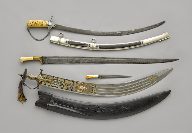 Bonhams : An unusual silver and ivory-mounted eastern saber