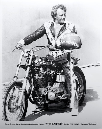 Film used, built by Bud Ekins for the movie 'Viva Knievel',1976 Harley-Davidson XL1000 Evel Knievel Custom image 2