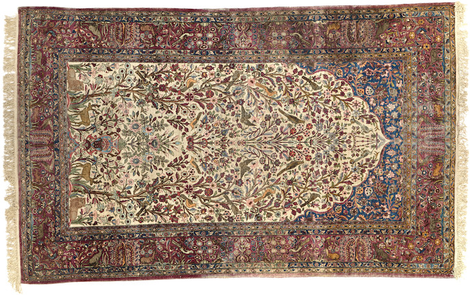 Bonhams A Silk Kashan Rug Central Persia Size Approximately 4ft 1in X 6ft 9in