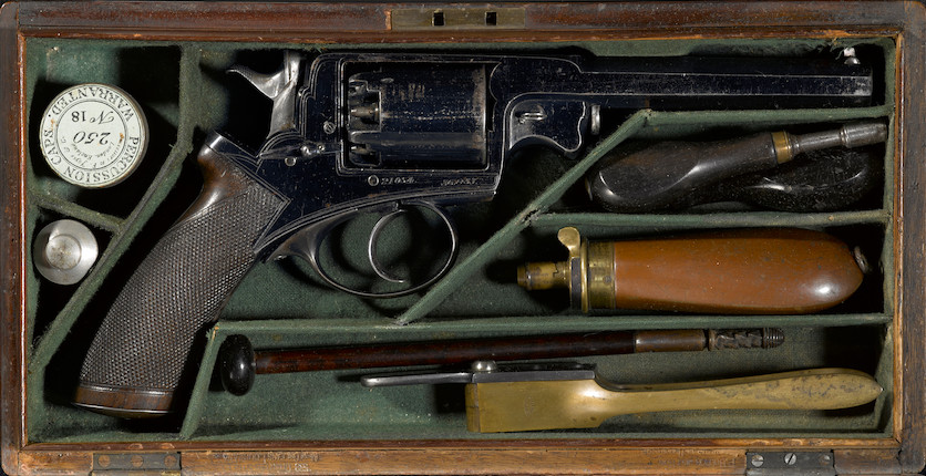 A fine and historic cased Beaumont Adams percussion revolver owned by Confederate General Willliam Thompson Martin image 1