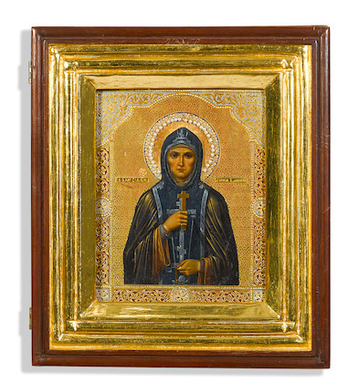 Bonhams : A Russian painted icon of St. Anna of Kashin 20th century