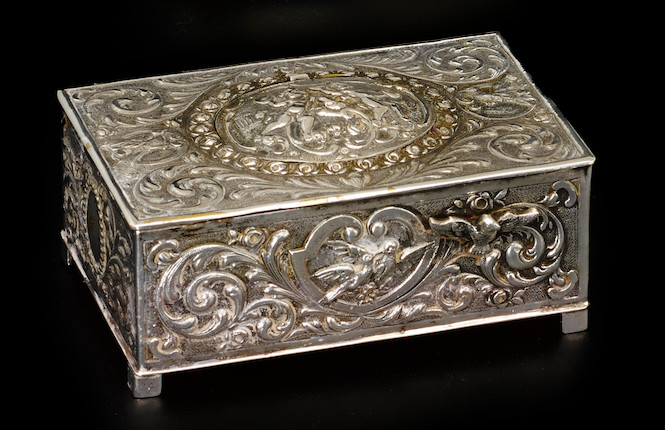 Bonhams : A German 800 standard silver singing bird box by Georg ...