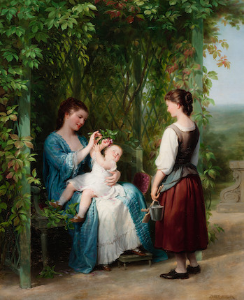 Bonhams : Fritz Zuber-bühler (swiss, 1822-1896) Playing With Baby In 