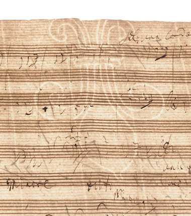 BEETHOVEN, LUDWIG VAN. 1770-1827. Autograph Musical Manuscript, 2 pp, oblong 4to (233 x 307 mm), Vienna, early 1809, ruled with 14-staves per page, image 2