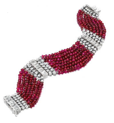An Art Deco ruby and diamond bracelet, Cartier, image 1