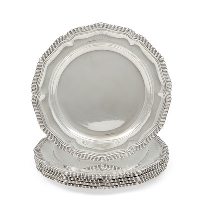 Bonhams : A Set Of Six George Iv Sterling Silver Dinner Plates From The 