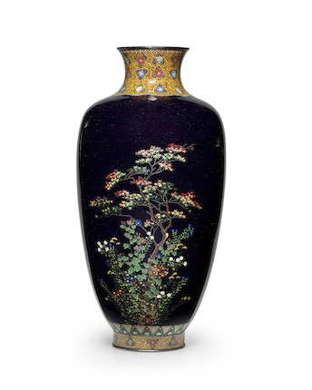 Bonhams : Hayashi Kodenji (1831-1915) A fine cloisonné-enamel vaseMeiji ...