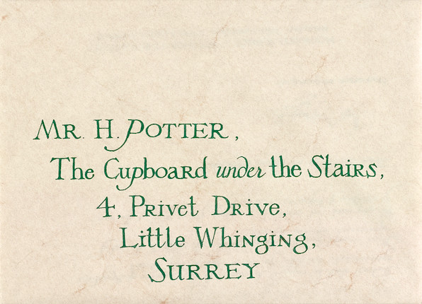 Bonhams : Harry Potter's Hogwarts Acceptance letter with Envelope from ...