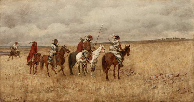 Charles Craig (1846-1931) The Scouting Party 20 x 36in (Painted in 1885.) image 1