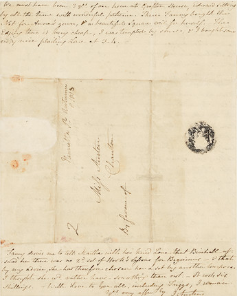 AUSTEN, JANE. 1775-1817. Autograph Letter Signed (J. Austen), to her sister Cassandra, discussing their brother Edward's china from Wedgwood's, music lessons, the children's dentistry, and Mrs. Tilson's child-bearing among other intimate affairs, image 3