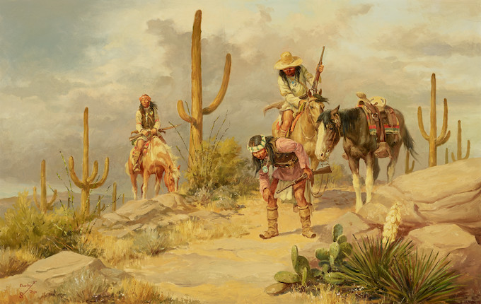 Bonhams : Charlie Dye (1906-1972) Apaches 21 3/4 x 33 3/4in (Painted in ...