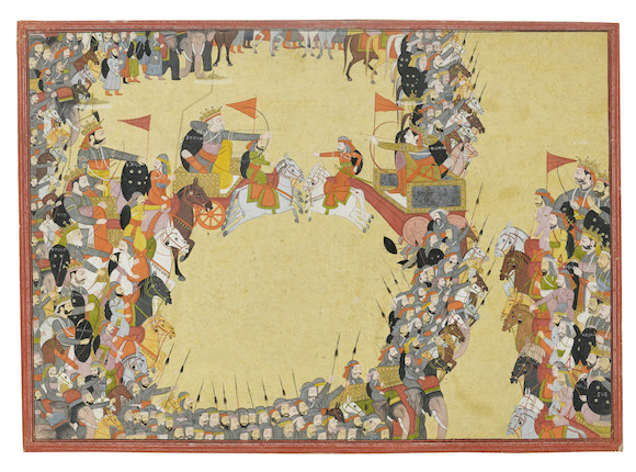 Bonhams : AN ILLUSTRATION FROM A MAHABHARATA SERIES ABHIMANYU PIERCES ...