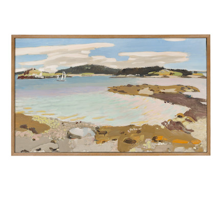 Bonhams : Fairfield Porter (1907-1975) Yawl in the Channel 22 x 37in ...