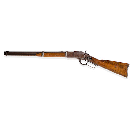 PAT GARRETT'S WINCHESTER TAKEN FROM BILLY WILSON WHEN HE WAS CAPTURED AT STINKING SPRINGS. Serial no. 47629 for 1880, 20 inch round barrel, folding rear sight, walnut stock. image 2