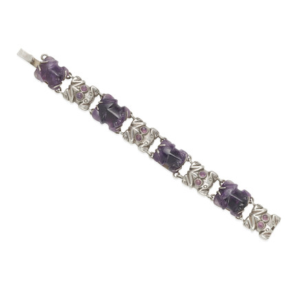 Bonhams : A SILVER AND AMETHYST FROG BRACELET, WILLIAM SPRATLING, TAXCO ...