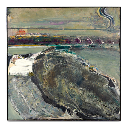 Bonhams : ARTHUR OKAMURA (1932-2009) Dark Rock1961oil on canvas, signed ...