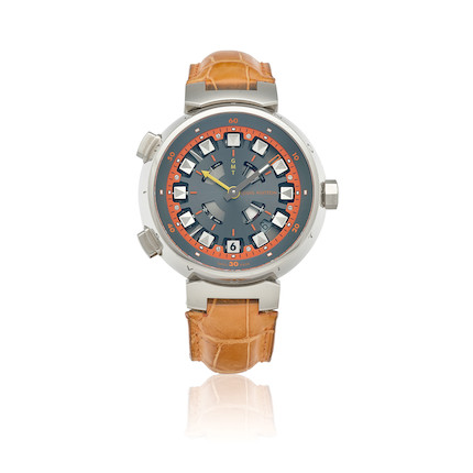 LOUIS VUITTON ONLY WATCH 2009. A UNIQUE 18K WHITE GOLD AUTOMATIC GMT WRISTWATCH Only Watch, c.2009 image 1