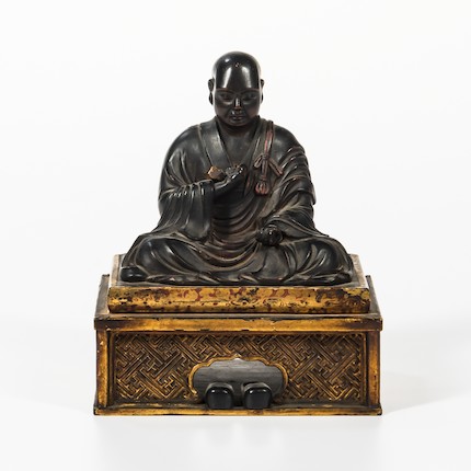 Bonhams Skinner : Lacquered Wood Carving of a Monk