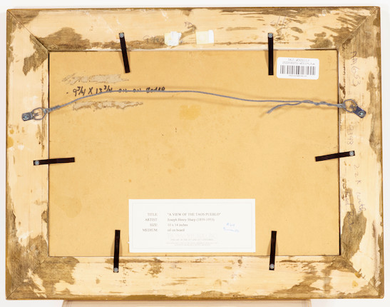 Joseph Henry Sharp (1859-1953) View of the Taos Pueblo 9 3/4 x 13 3/4 in. framed 14 x 18 in. image 2