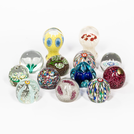 Bonhams Skinner : Thirteen Murano Glass Paperweights, three with ...