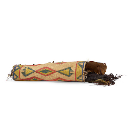 Bonhams : An Apsáalooke (Crow) buffalo headdress and parfleche container