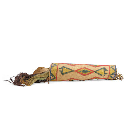 Bonhams : An Apsáalooke (Crow) buffalo headdress and parfleche container