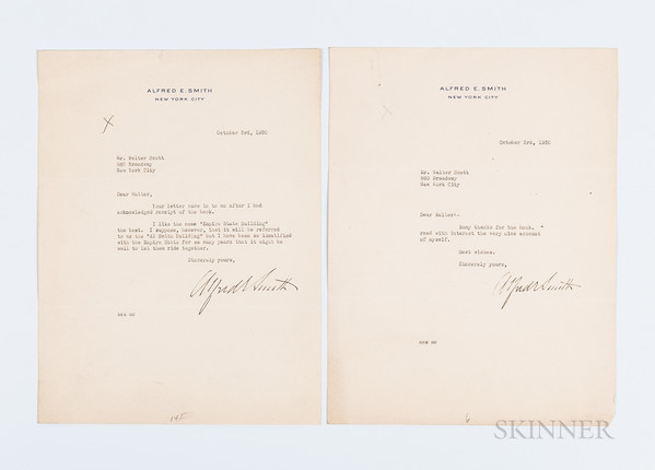 Bonhams Skinner Smith Alfred E 1873 1944 Two Typed Letters Signed 