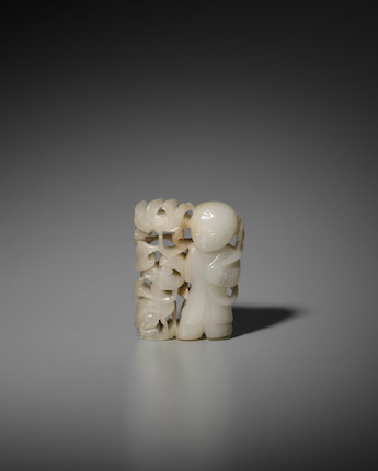 A WHITE JADE OPENWORK 'BOY' PENDANT Song dynasty image 4