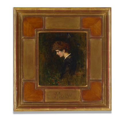 Bonhams : Thomas Moran (1837-1926) Portrait of a Man 10 x 9 in. framed ...