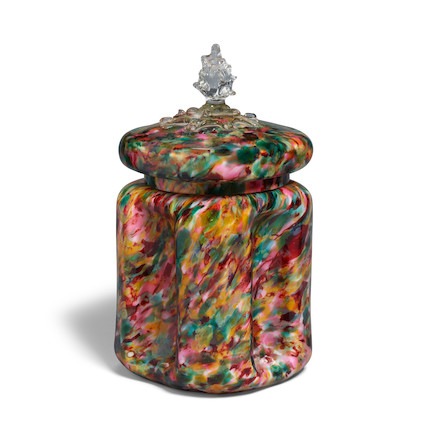 A CONFETTI AND MOTTLED GLASS CANDY JAR height 10 1/2in (27cm) image 1