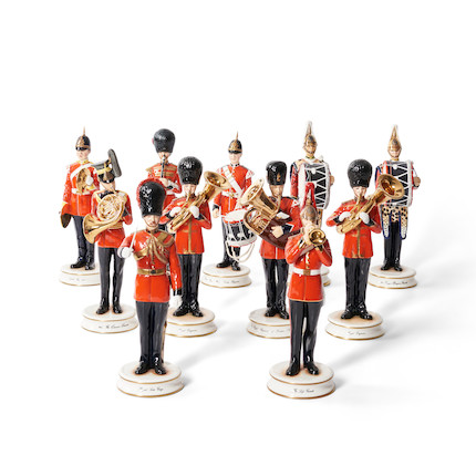 Bonhams Skinner : Eleven Michael Sutty British Porcelain Military Band ...